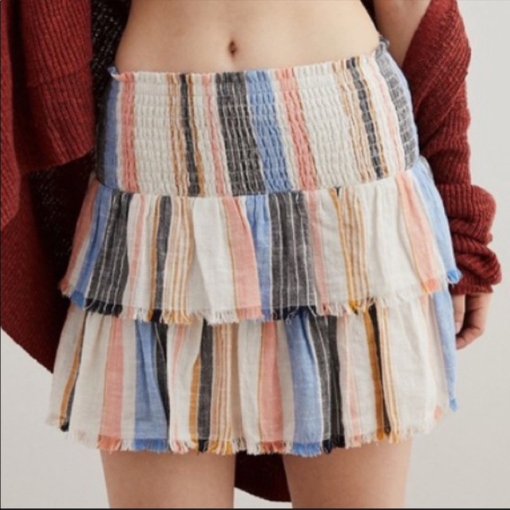 Aerie Smocked Striped Skirt